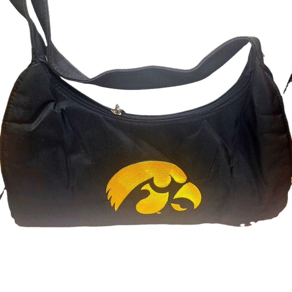 NCAA Iowa Hawkeyes Black and Yellow Crossbody Purse New Zipper